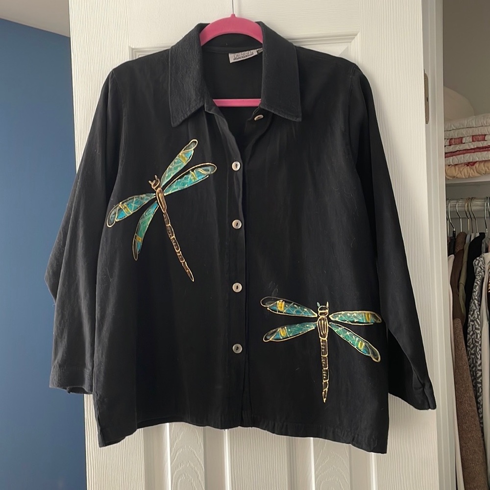 Pretty cotton cardigan with bright dragonflies